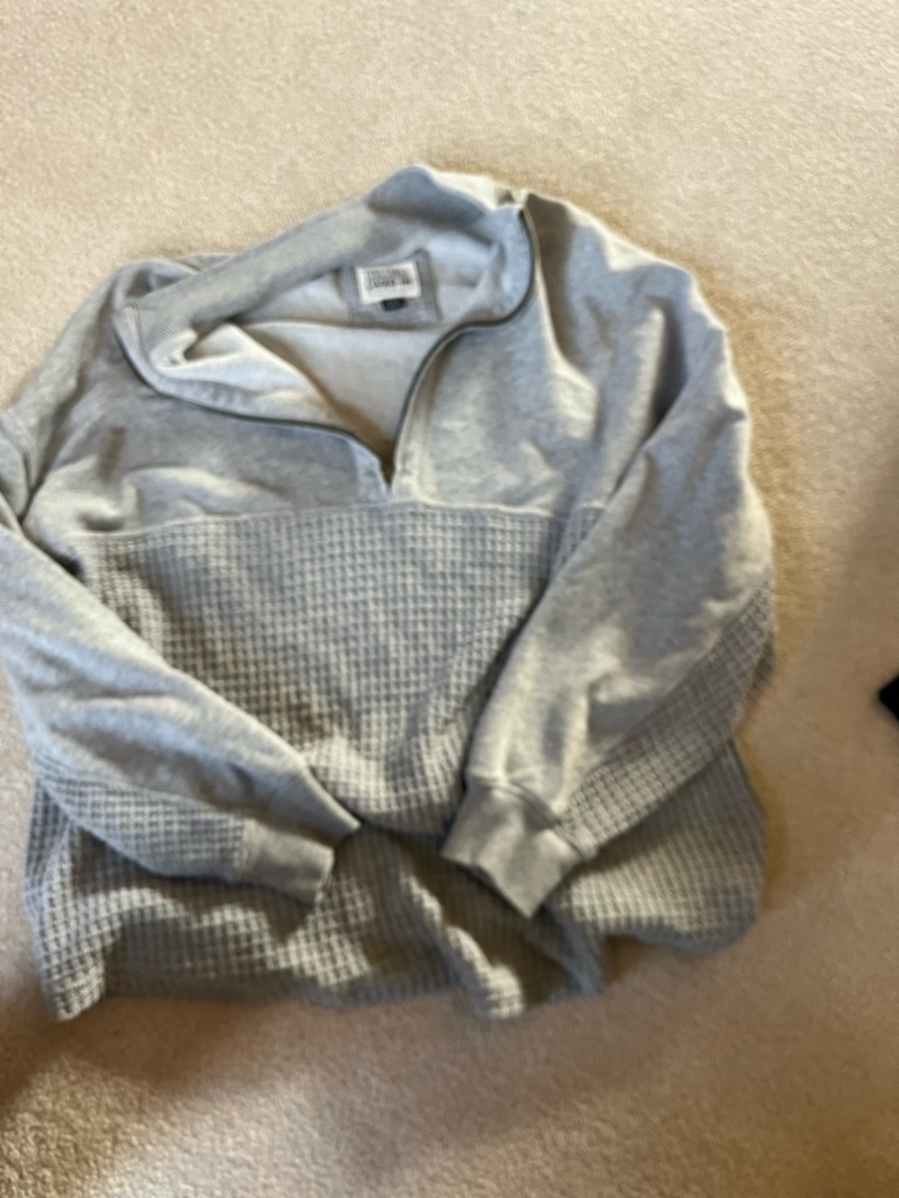 American Eagle Outfitters Light Heather Gray Quarter-Zip Pullover